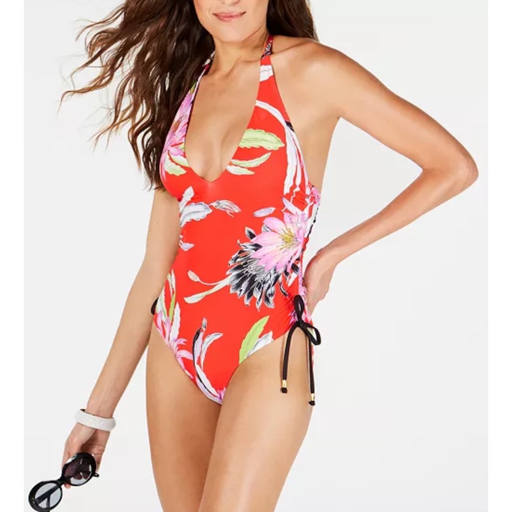 Trina Turk Womens 12 Shangri La Floral Maillot One-Piece Swimsuit